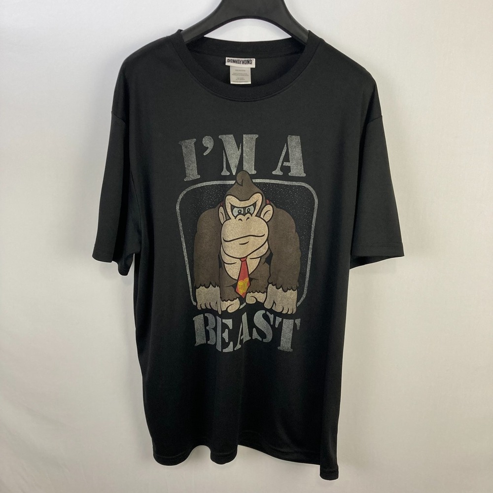 Nintendo 2019 Donkey Kong Black Tee Shirt 'I'm A Beast' Graphic Size Large